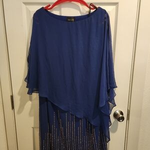 Women's Xscape Royal Blue Layered Gown